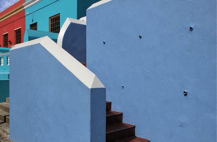 Row of colorful houses in the Malay Quarter in Cape Town, South Africa
