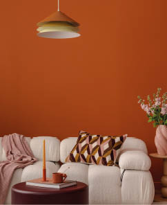 Minimalist set up of living space with sculptural d cor, buquet of flowers and modern decorations. Home decor.